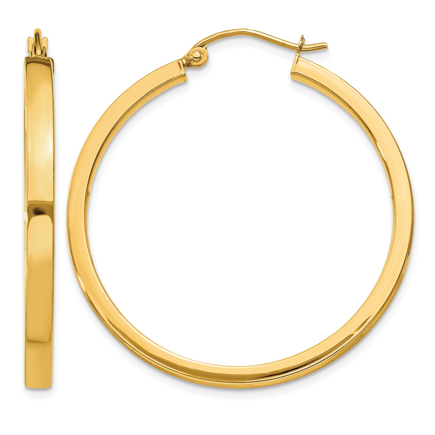 14k 2x34mm Polished Rectangle Tube Hoop Earrings
