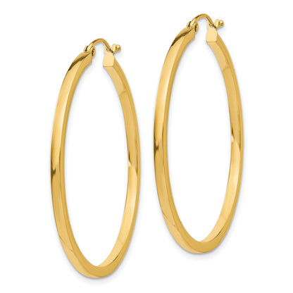 14k 2x40mm Square Tube Hoop Earrings