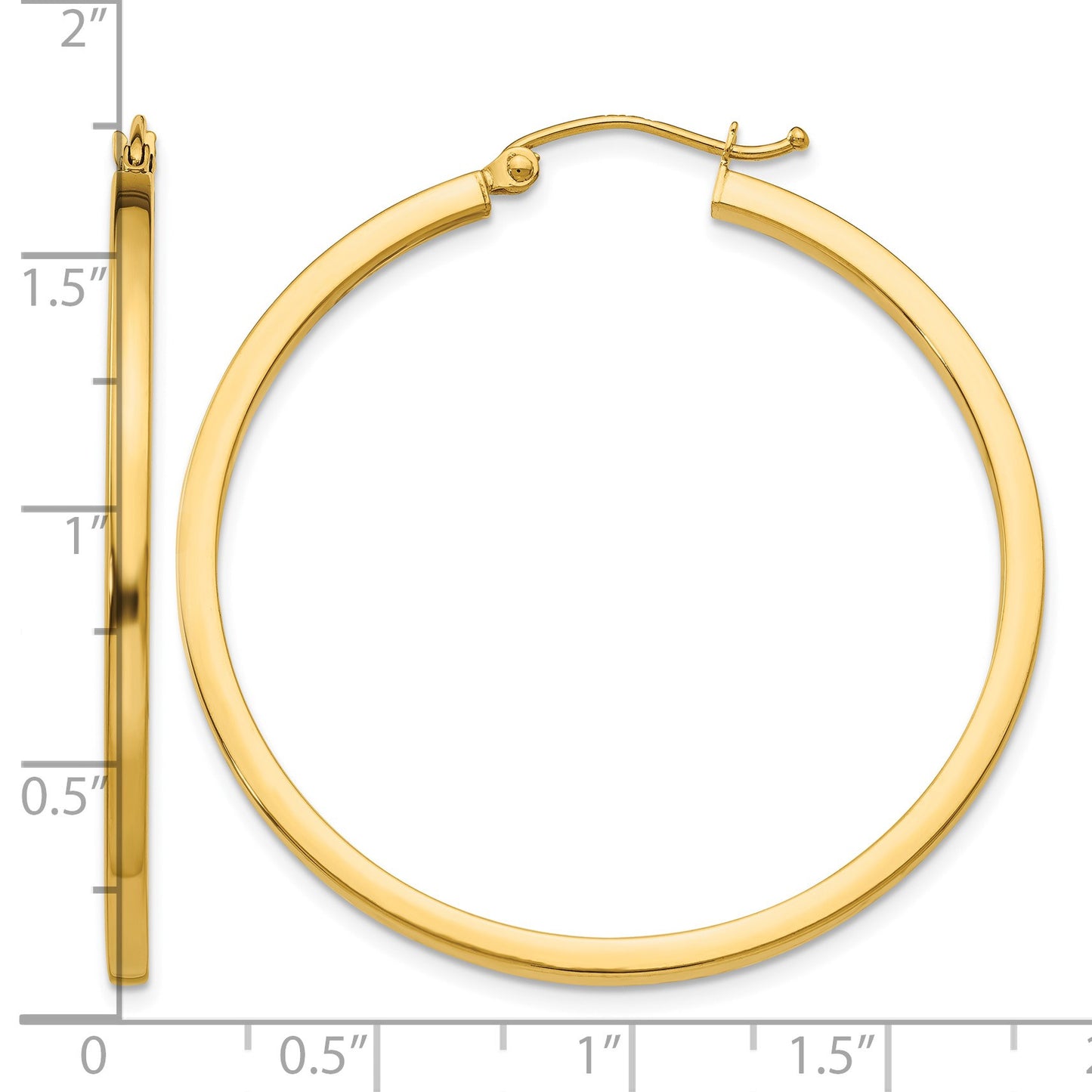14k 2x40mm Square Tube Hoop Earrings