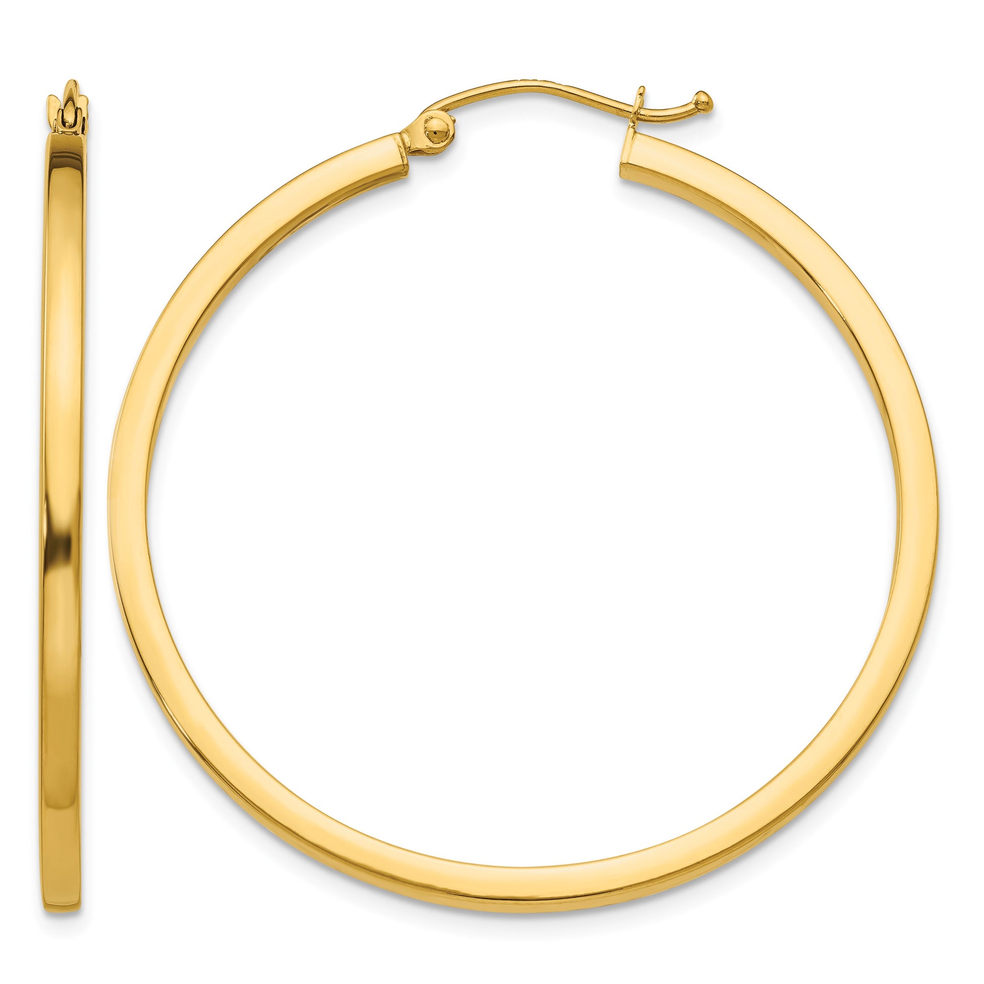 14k 2x40mm Square Tube Hoop Earrings