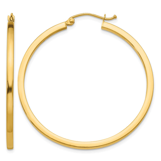 14k 2x40mm Square Tube Hoop Earrings