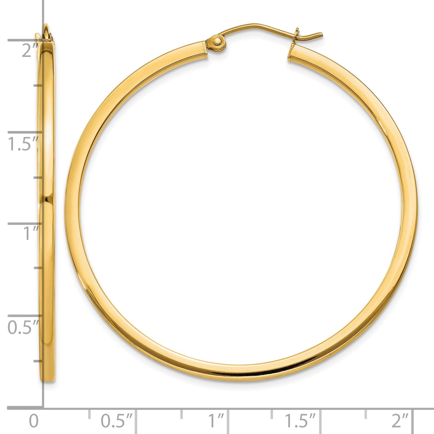 14k 2x45mm Square Tube Hoop Earrings
