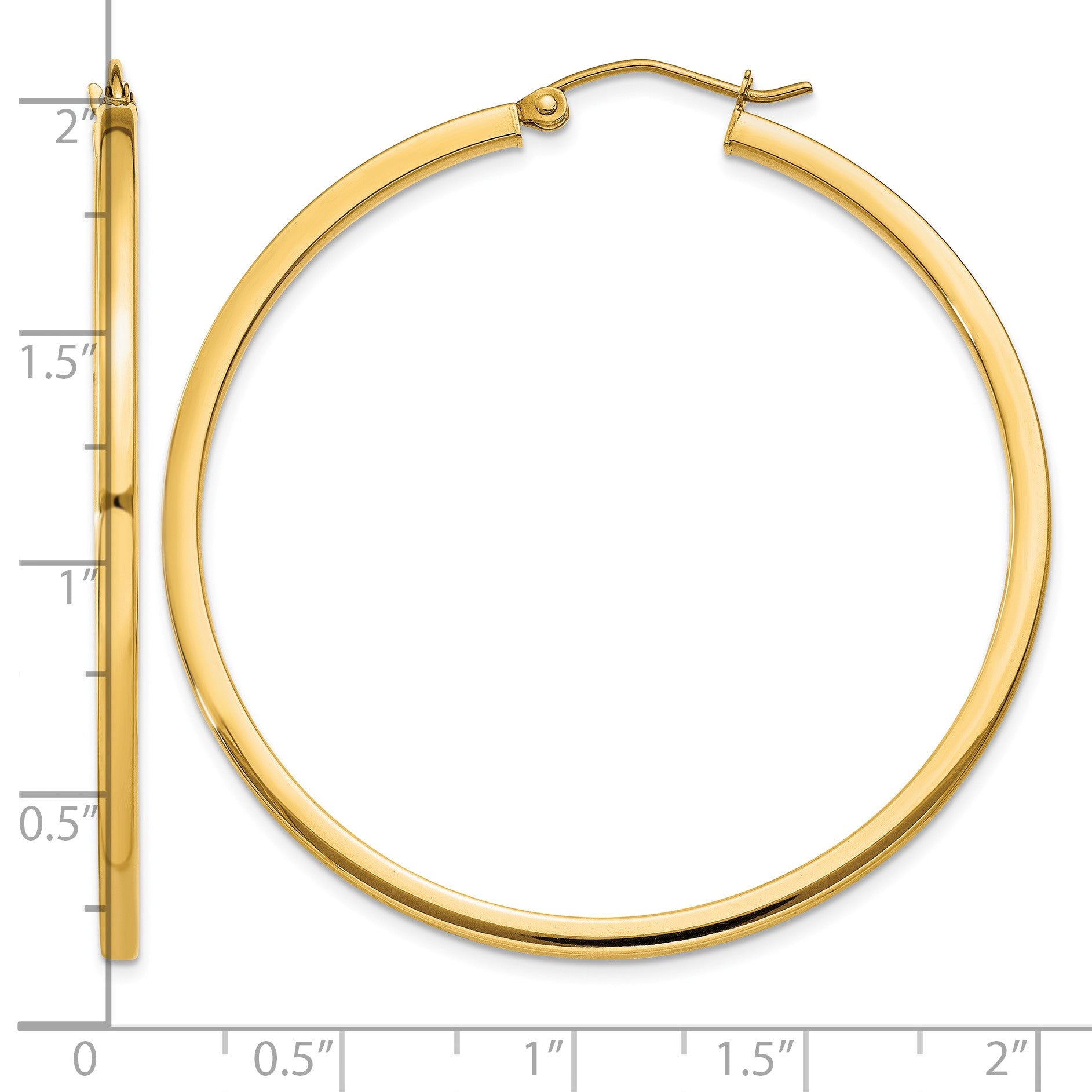 14k 2x45mm Square Tube Hoop Earrings