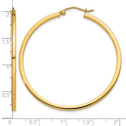 14k 2x45mm Square Tube Hoop Earrings