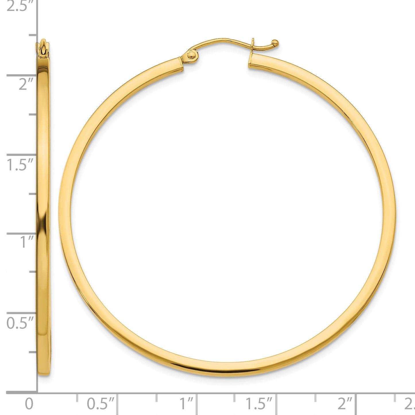 14k 2x50mm Square Tube Hoop Earrings