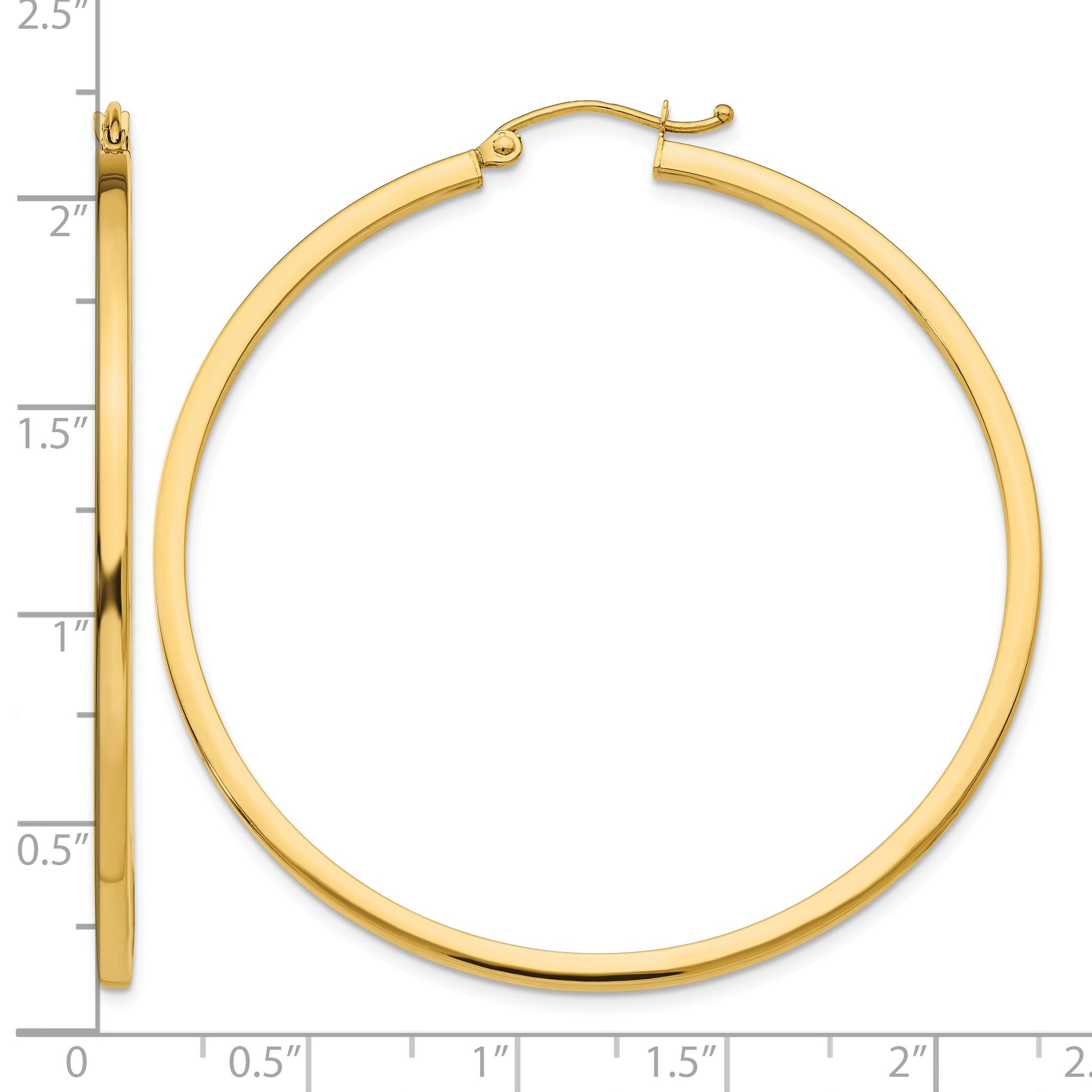 14k 2x50mm Square Tube Hoop Earrings