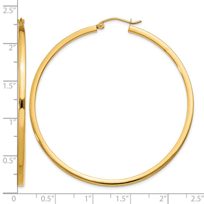 14k 2x55mm Square Tube Hoop Earrings