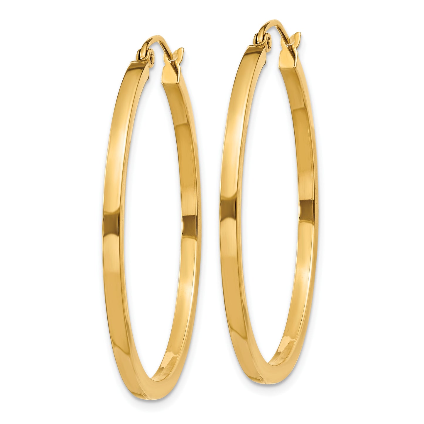 14k 2x35mm Square Tube Hoop Earrings
