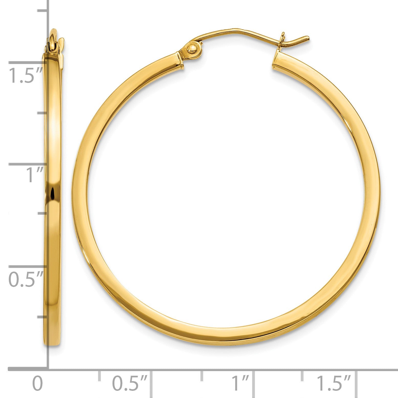 14k 2x35mm Square Tube Hoop Earrings
