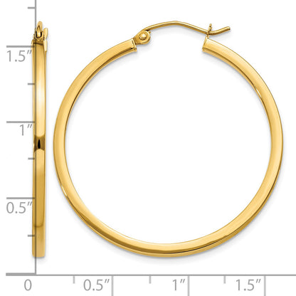 14k 2x35mm Square Tube Hoop Earrings