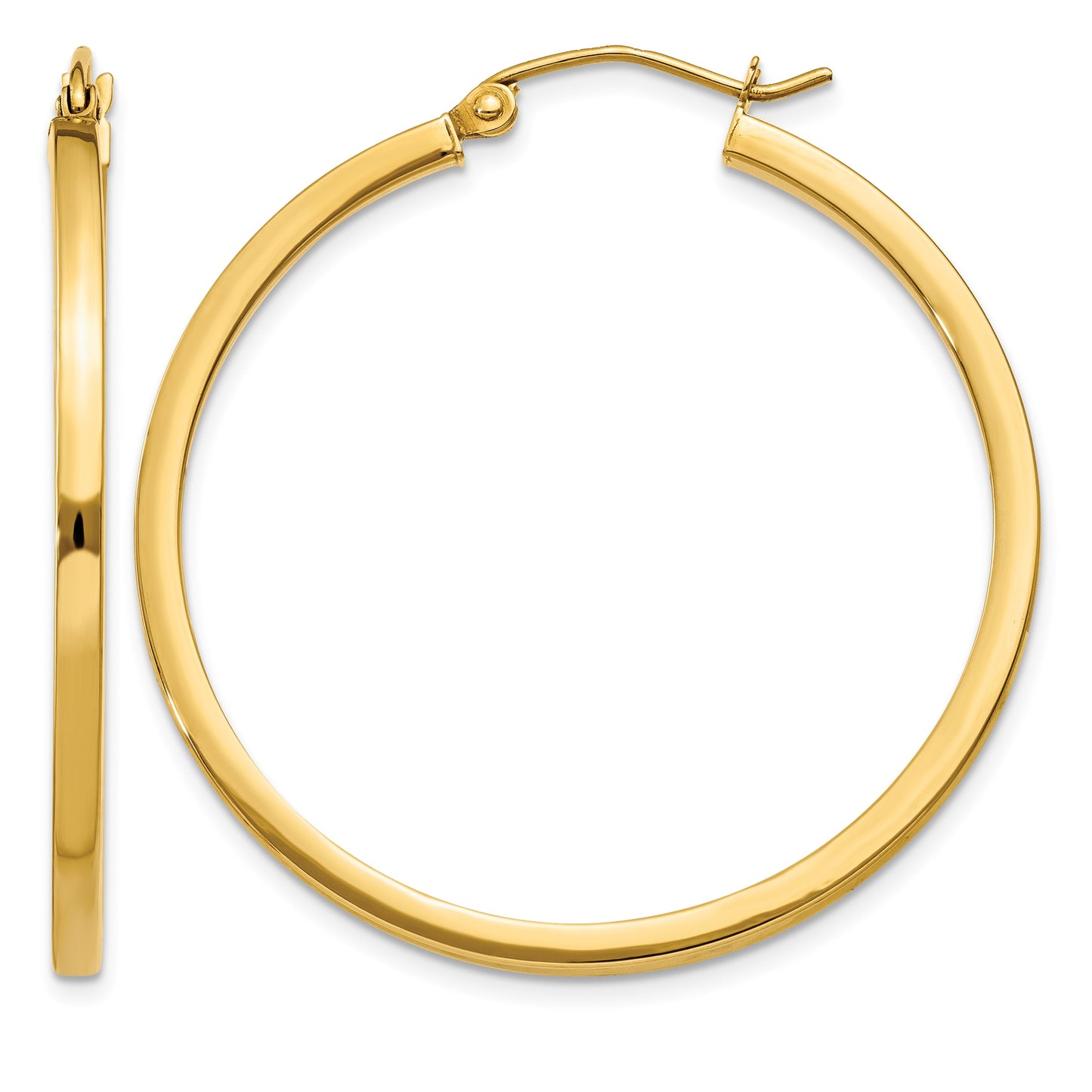 14k 2x35mm Square Tube Hoop Earrings