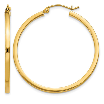 14k 2x35mm Square Tube Hoop Earrings