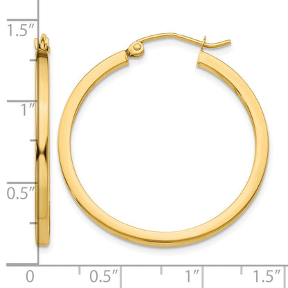 14k 2x30mm Square Tube Hoop Earrings