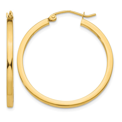 14k 2x30mm Square Tube Hoop Earrings