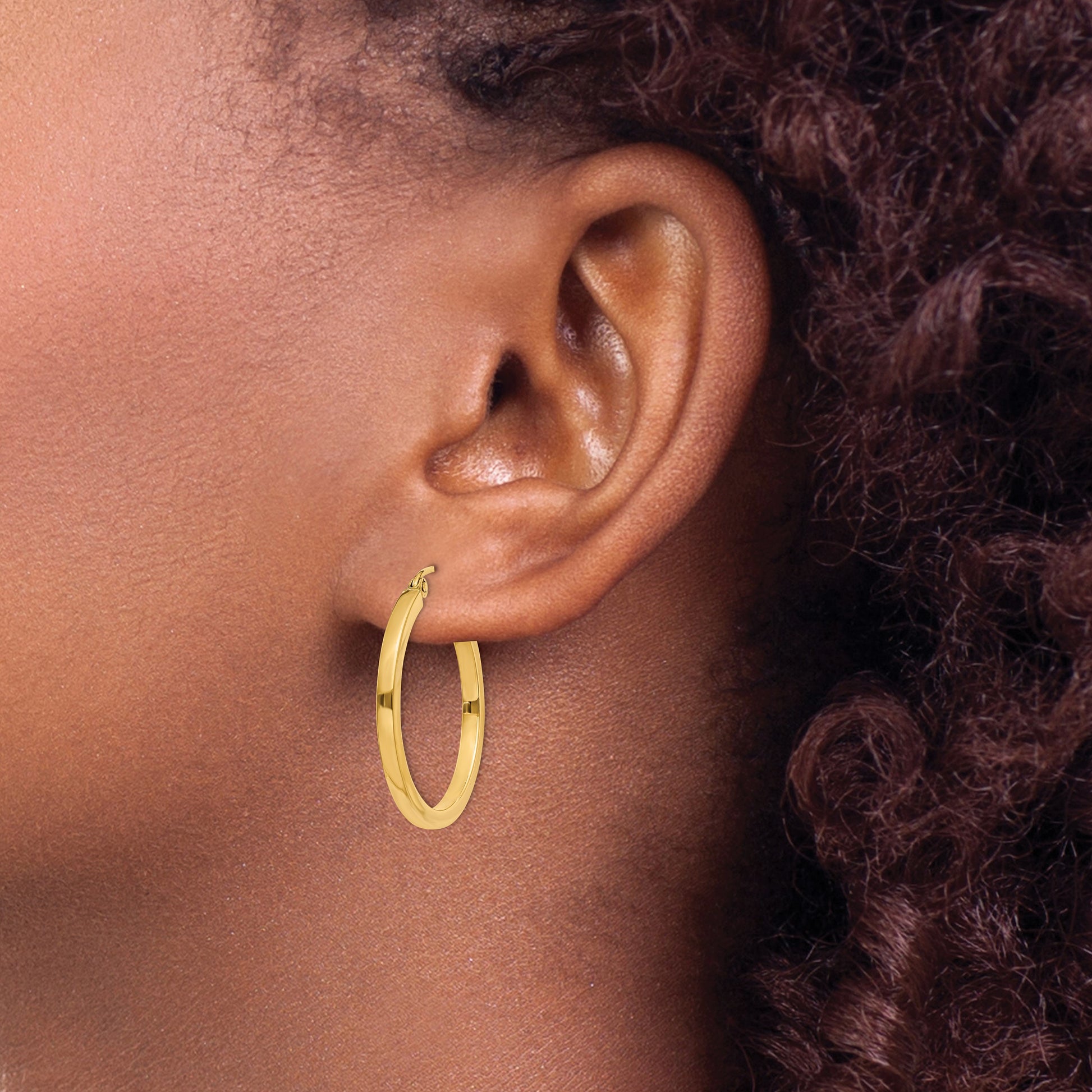14k 2x25mm Square Tube Hoop Earrings