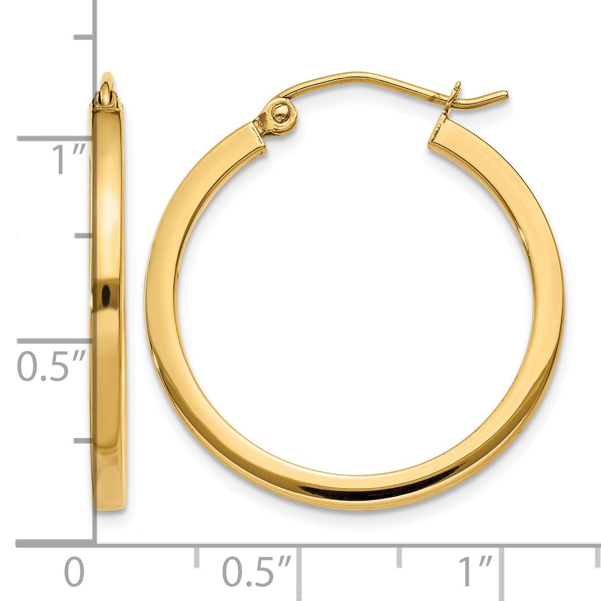 14k 2x25mm Square Tube Hoop Earrings