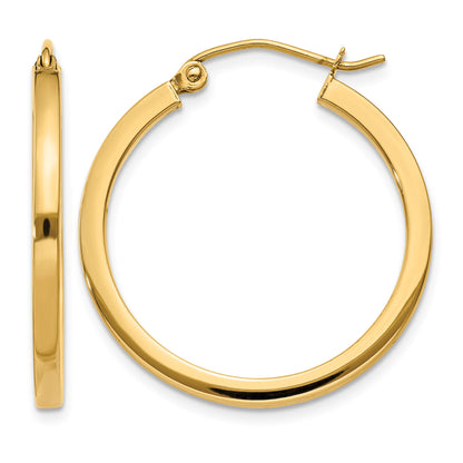 14k 2x25mm Square Tube Hoop Earrings