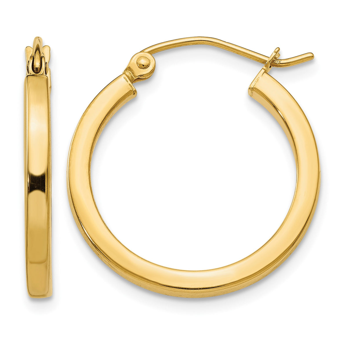 14k 2x20mm Square Tube Hoop Earrings