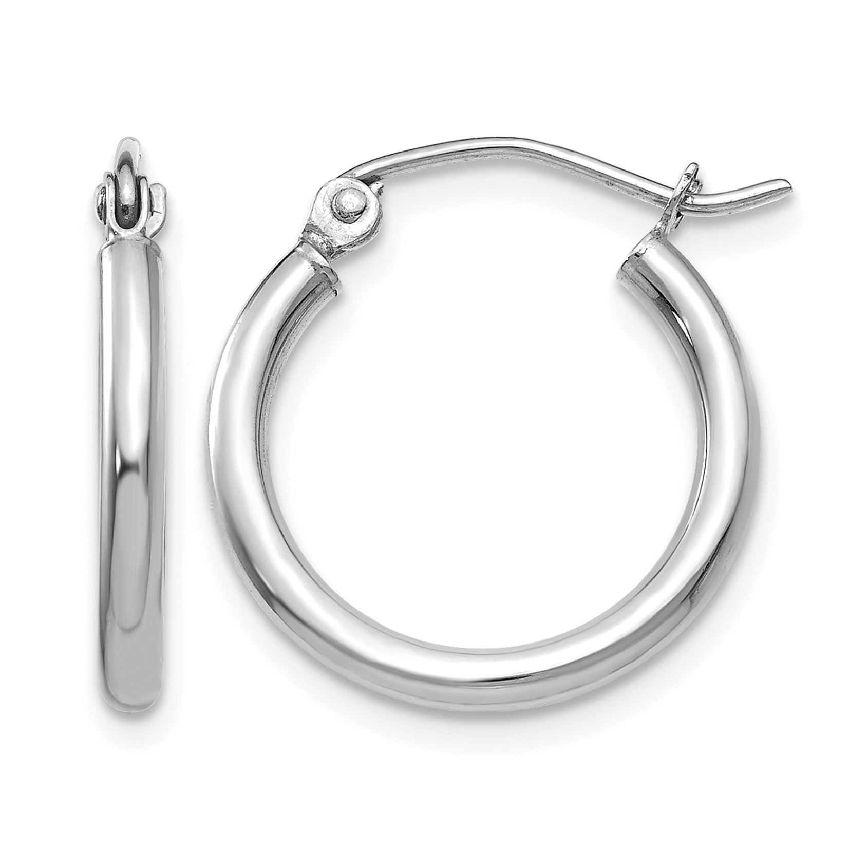 14k White Gold 2x18mm Polished Tube Hoop Earrings
