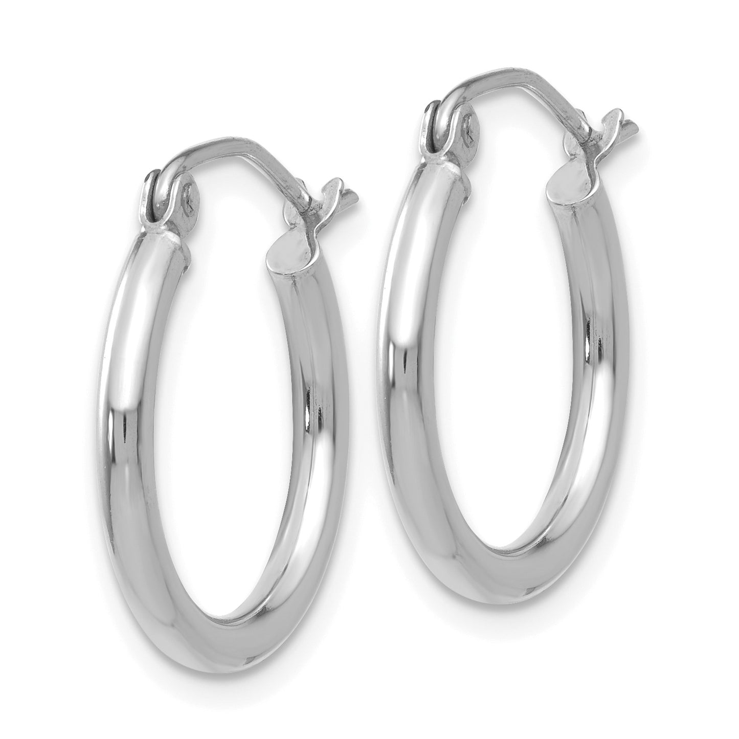 14k White Gold 2x17mm Polished Lightweight Tube Hoop Earrings