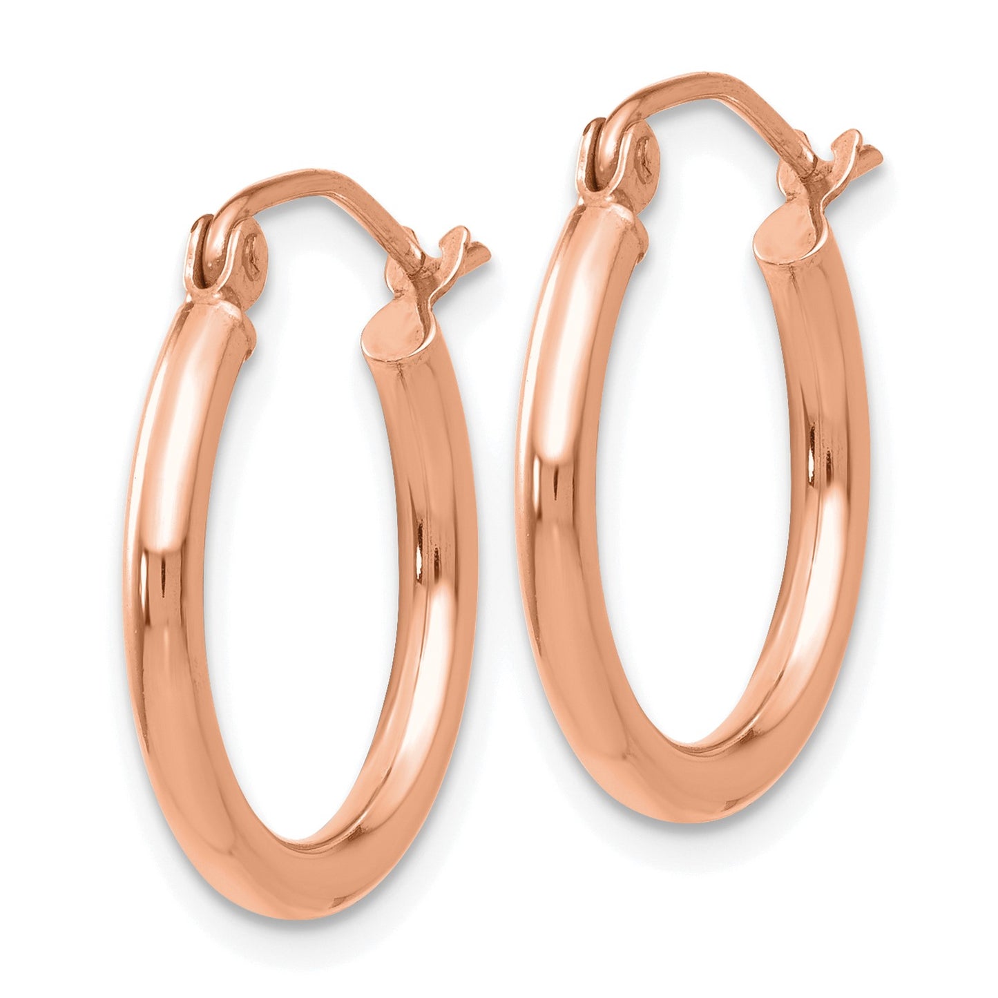 14K Rose Gold 2x17mm Polished Lightweight Tube Hoop Earrings