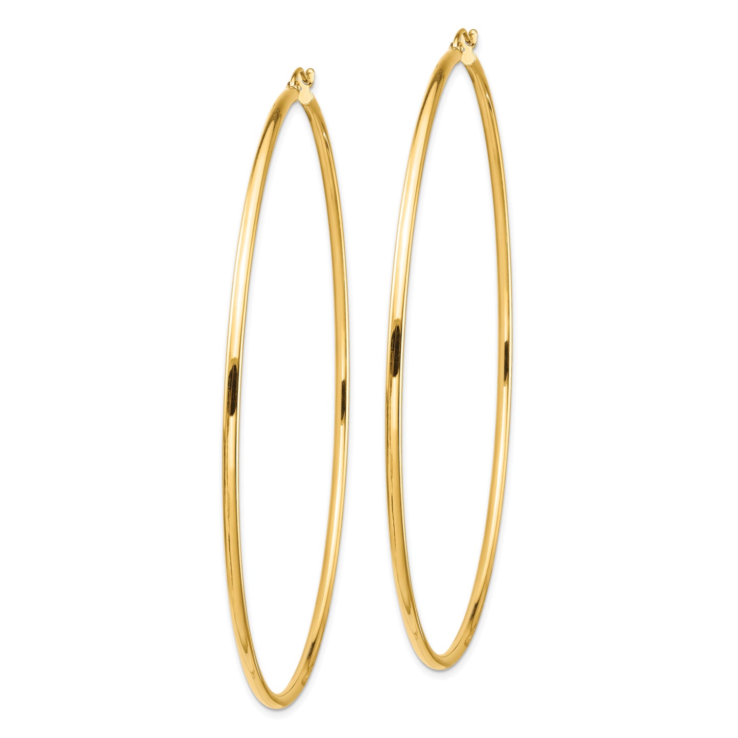14k 2x80mm Polished Round Tube Hoop Earrings