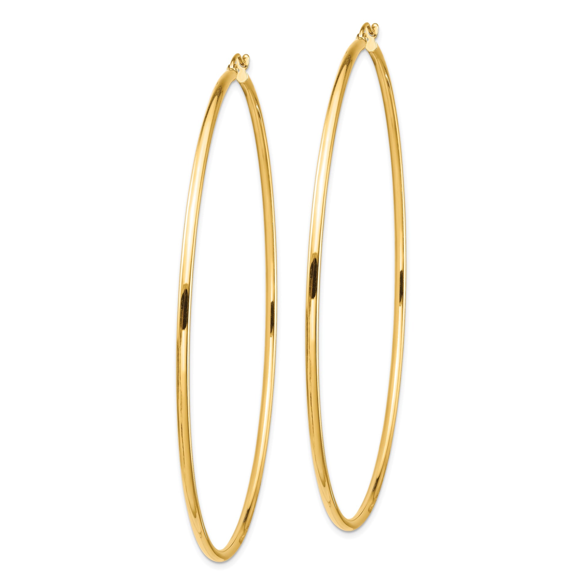 14k 2x80mm Polished Round Tube Hoop Earrings