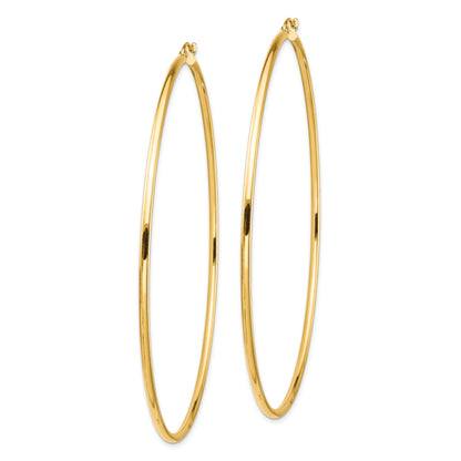 14k 2x80mm Polished Lightweight Round Tube Hoop Earrings