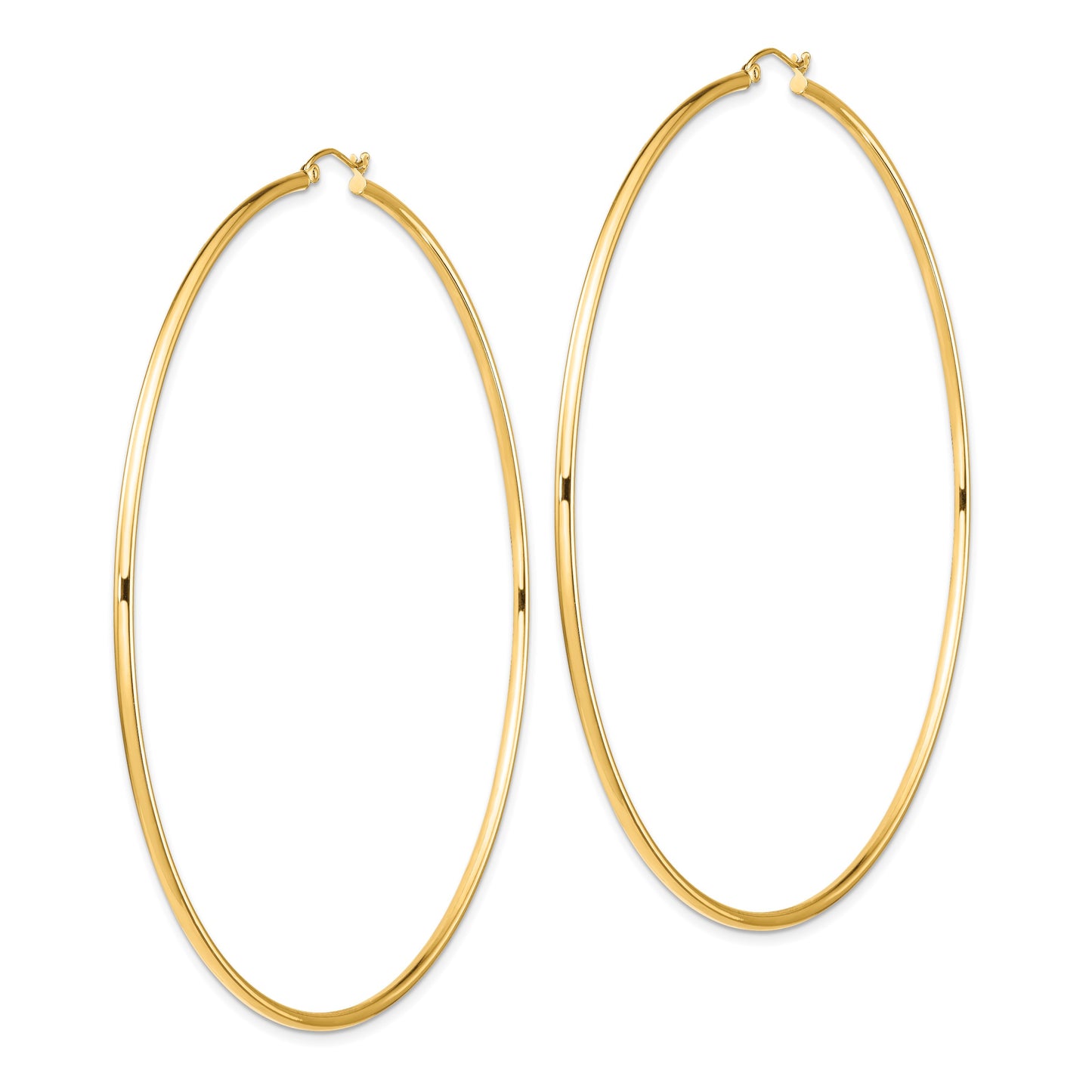 14k 2x90mm Polished Round Tube Hoop Earrings