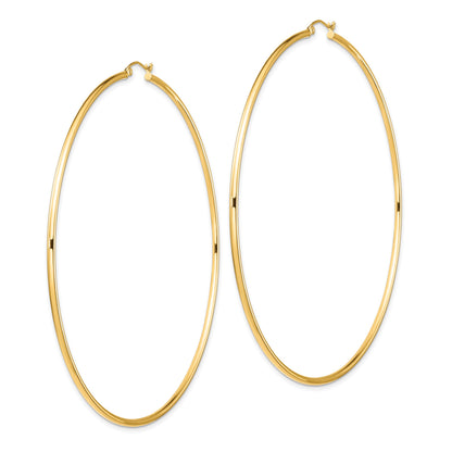 14k 2x90mm Polished Round Tube Hoop Earrings