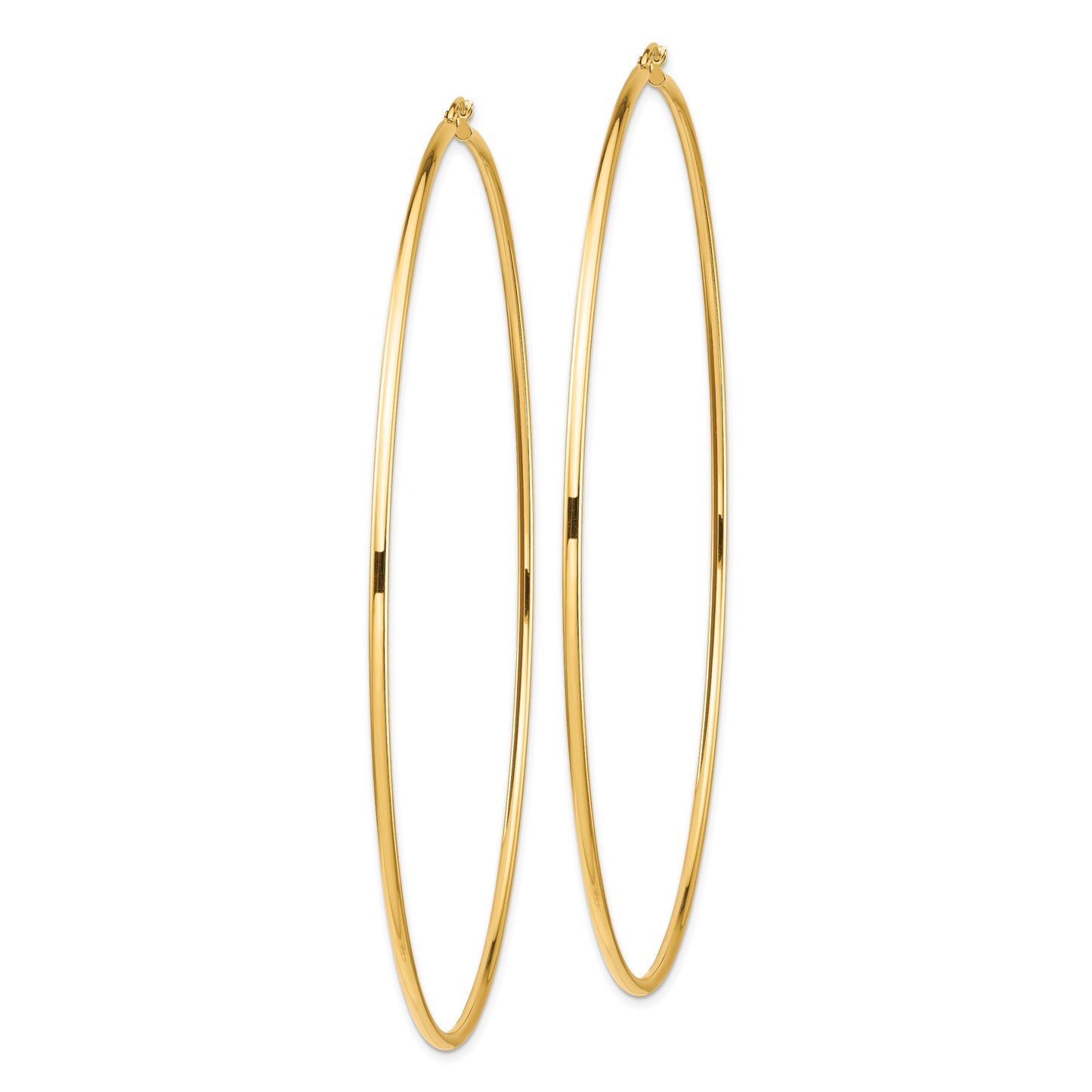14k 2x100mm Polished Round Tube Hoop Earrings
