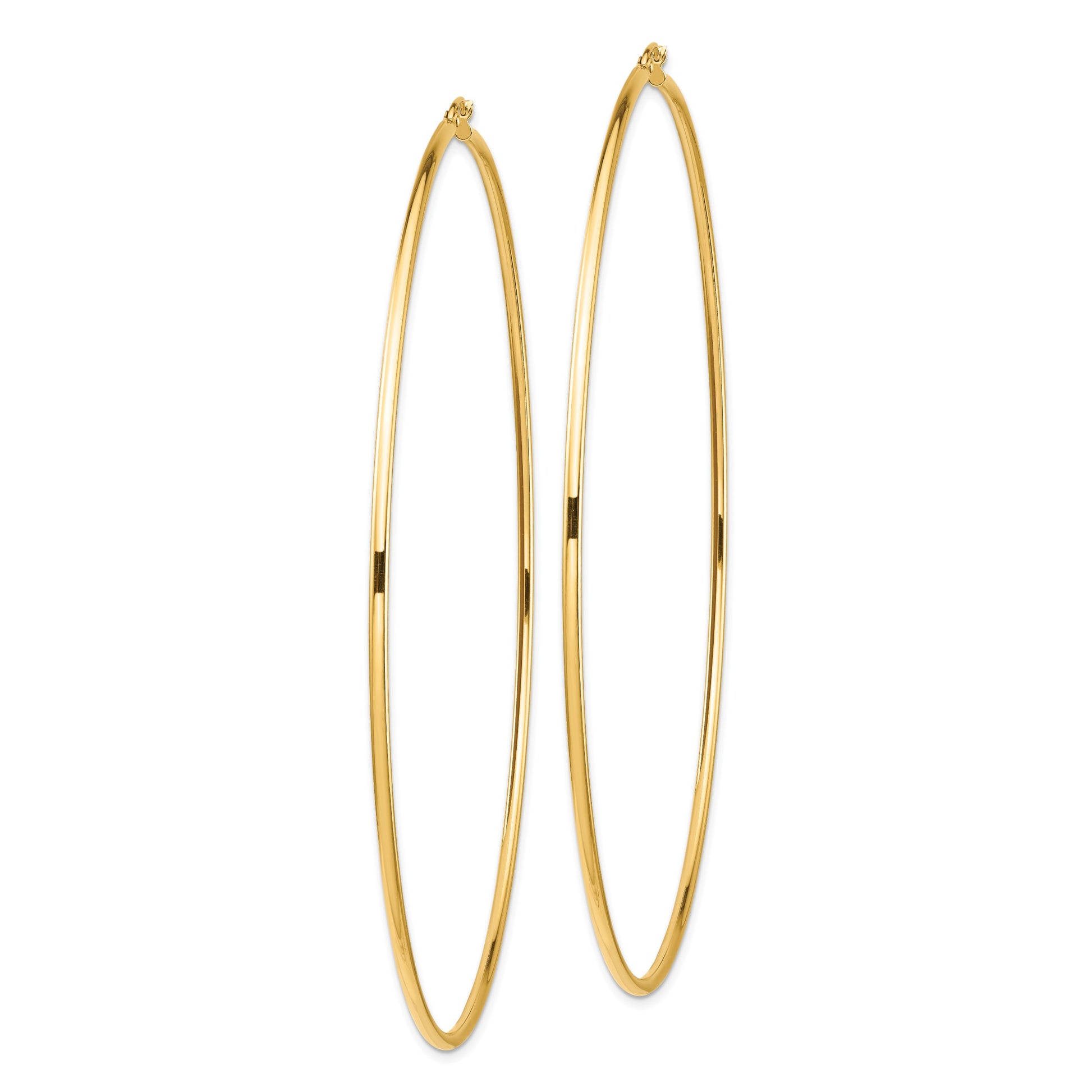 14k 2x100mm Polished Round Tube Hoop Earrings
