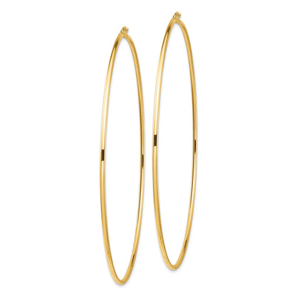 14k 2x100mm Polished Round Tube Hoop Earrings