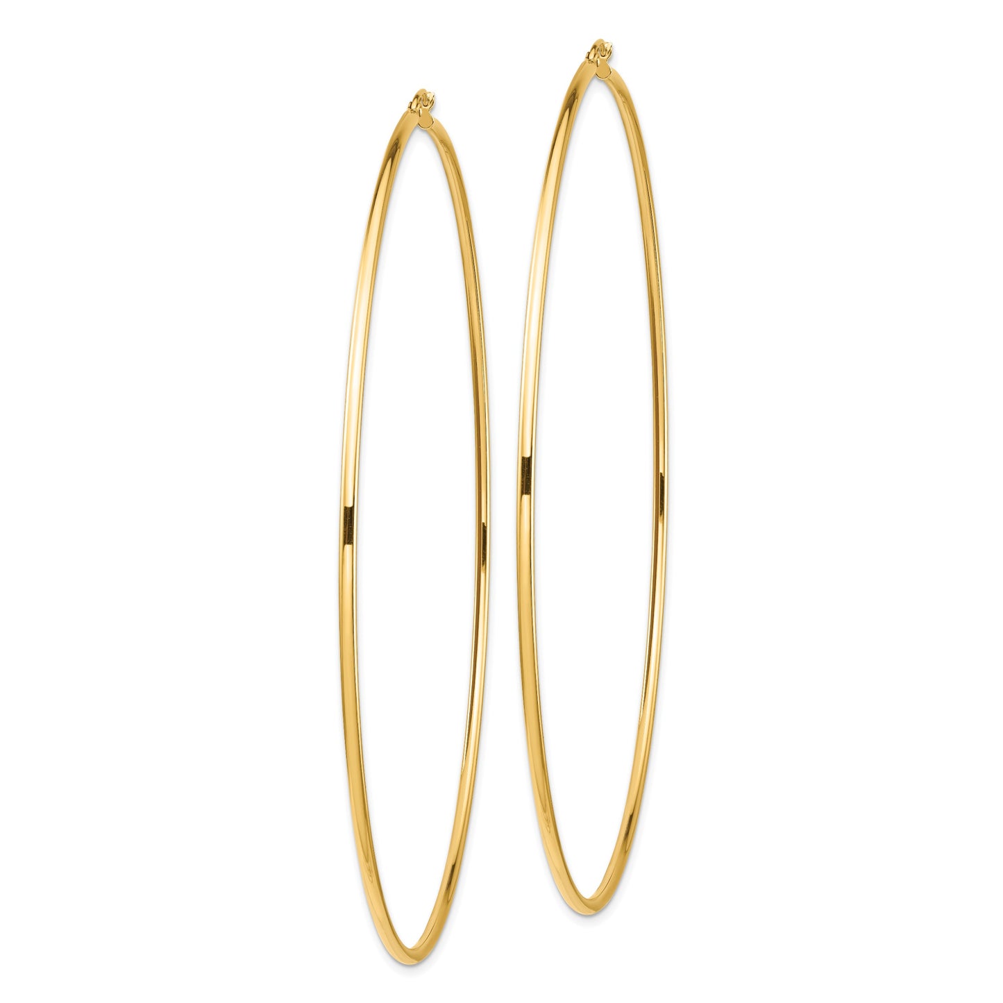 14k 2x100mm Polished Lightweight Round Tube Hoop Earrings