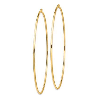 14k 2x100mm Polished Lightweight Round Tube Hoop Earrings