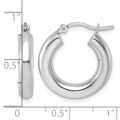 14k White Gold 4x20mm Polished Tube Hoop Earrings