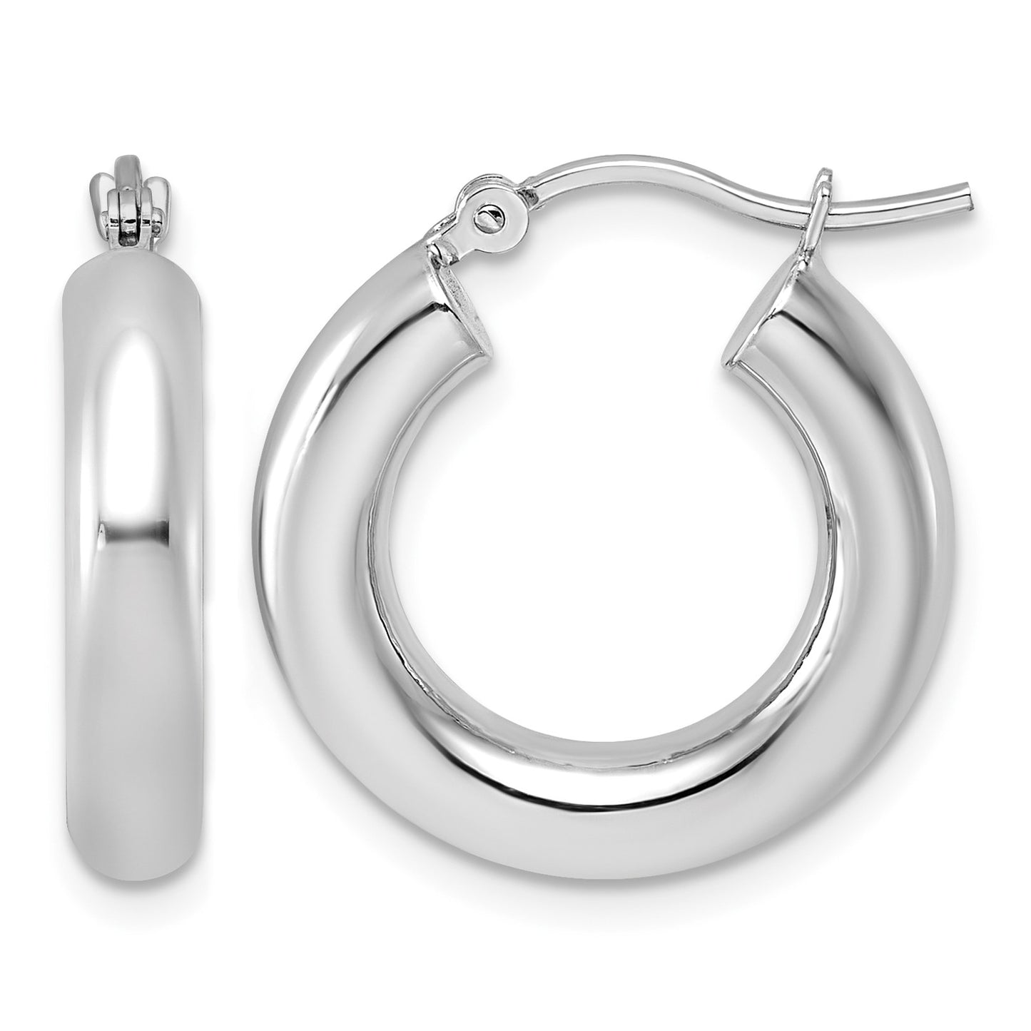 14k White Gold 4x20mm Polished Tube Hoop Earrings