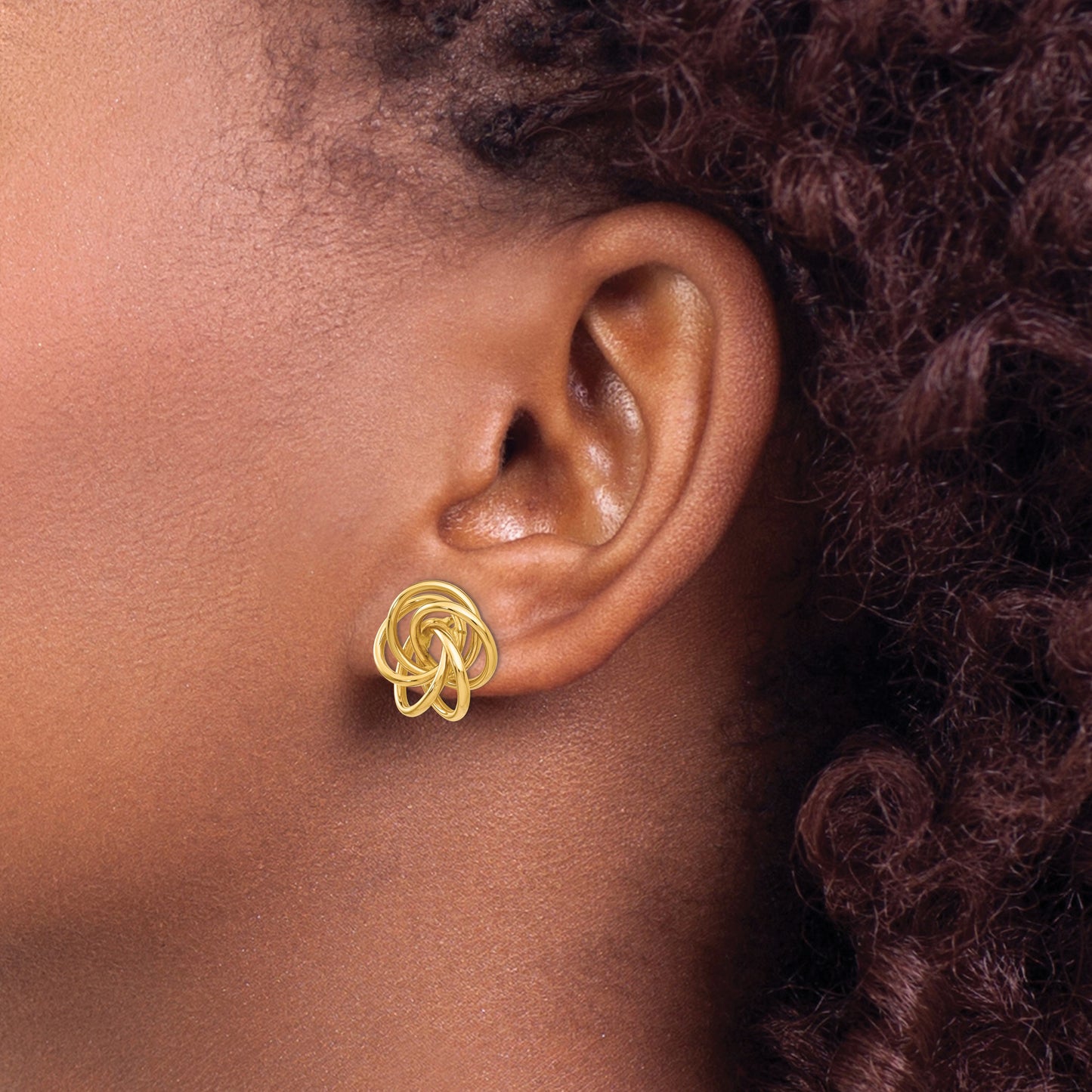 14k 15mm Polished Love Knot Post Earrings