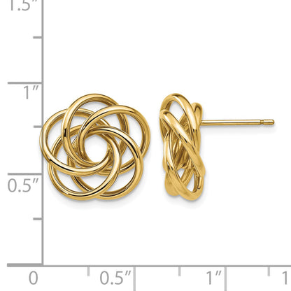14k 15mm Polished Love Knot Post Earrings
