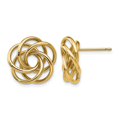 14k 15mm Polished Love Knot Post Earrings