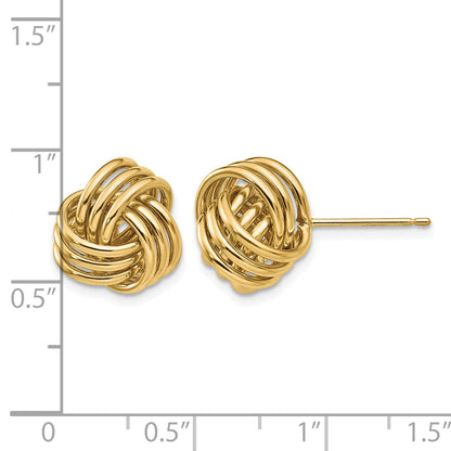 14k 12mm Polished Triple Love Knot Post Earrings