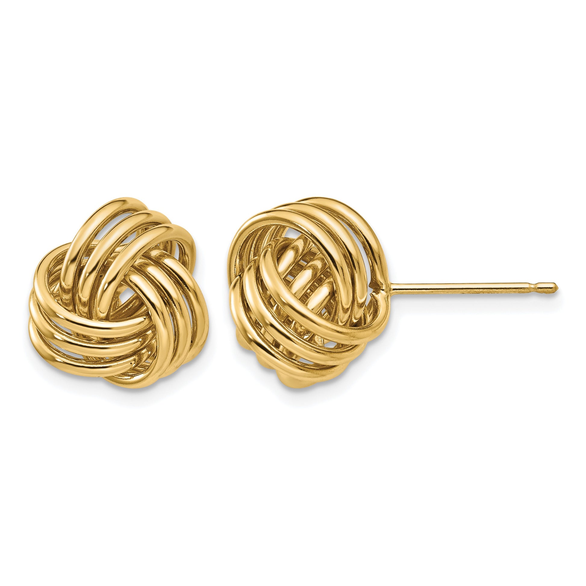 14k 12mm Polished Triple Love Knot Post Earrings