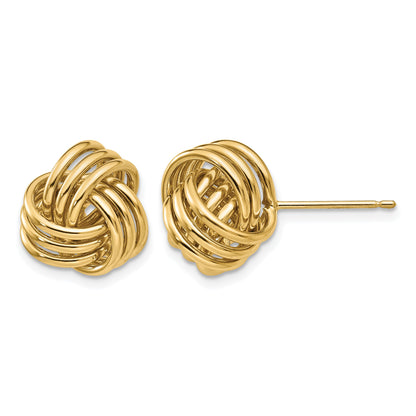 14k 12mm Polished Triple Love Knot Post Earrings