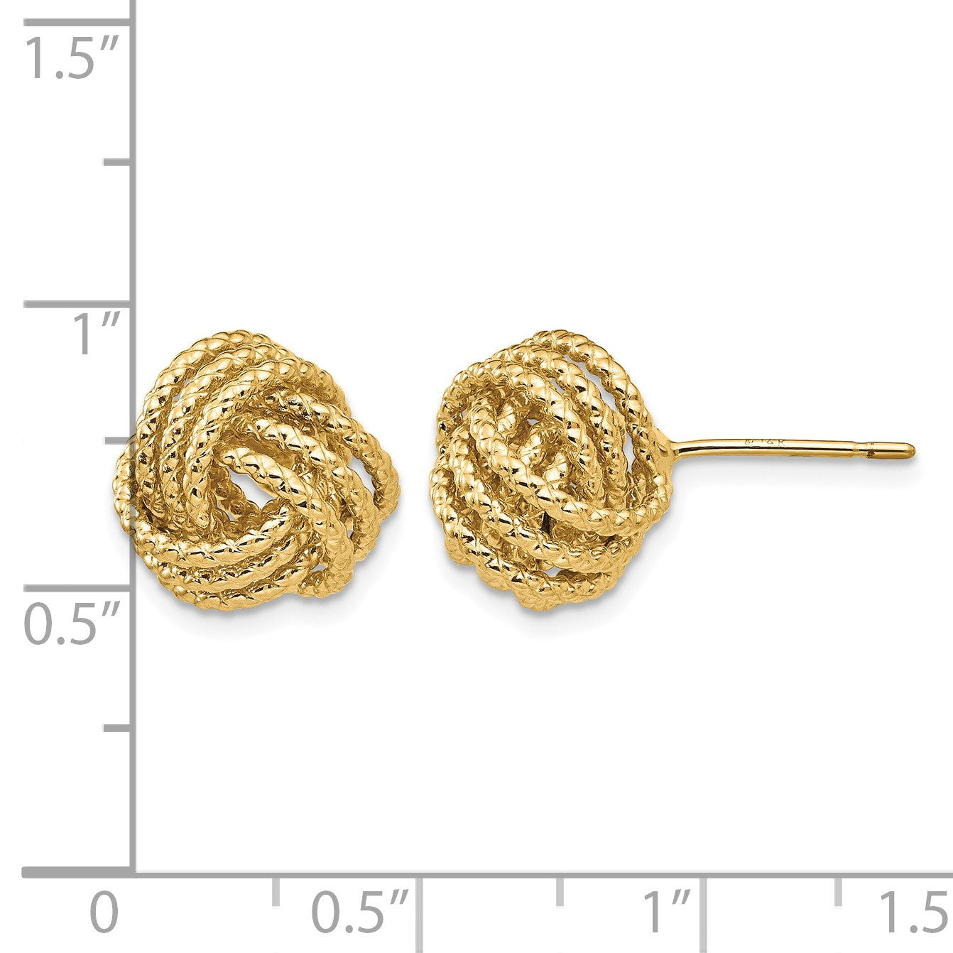 14k 12mm Polished and Twisted Love Knot Post Earrings