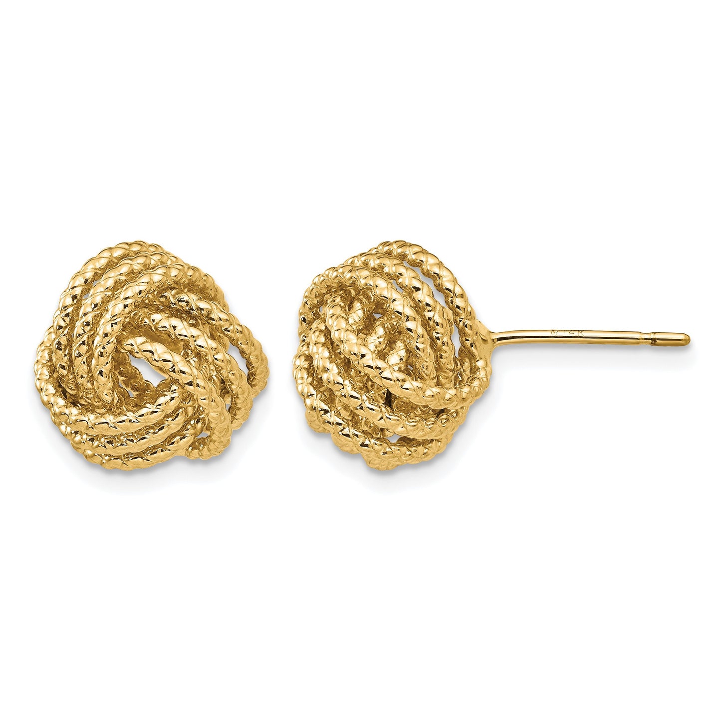 14k 12mm Polished and Twisted Love Knot Post Earrings