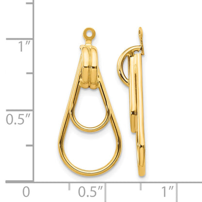 14k Polished Double Teardrop Doorknocker Earring Jackets