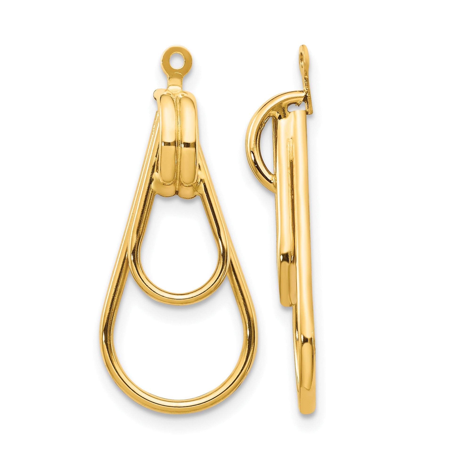 14k Polished Double Teardrop Doorknocker Earring Jackets