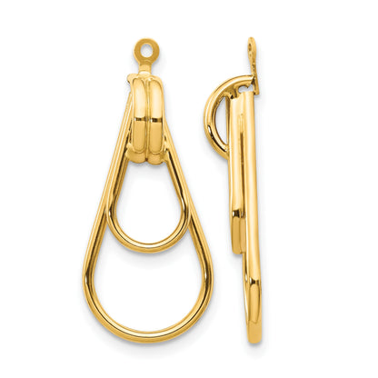 14k Polished Double Teardrop Doorknocker Earring Jackets