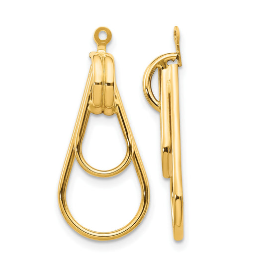 14k Polished Double Teardrop Doorknocker Earring Jackets