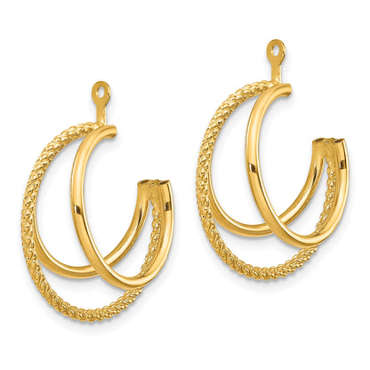14k Polished and Twisted Triple Hoop Earring Jackets